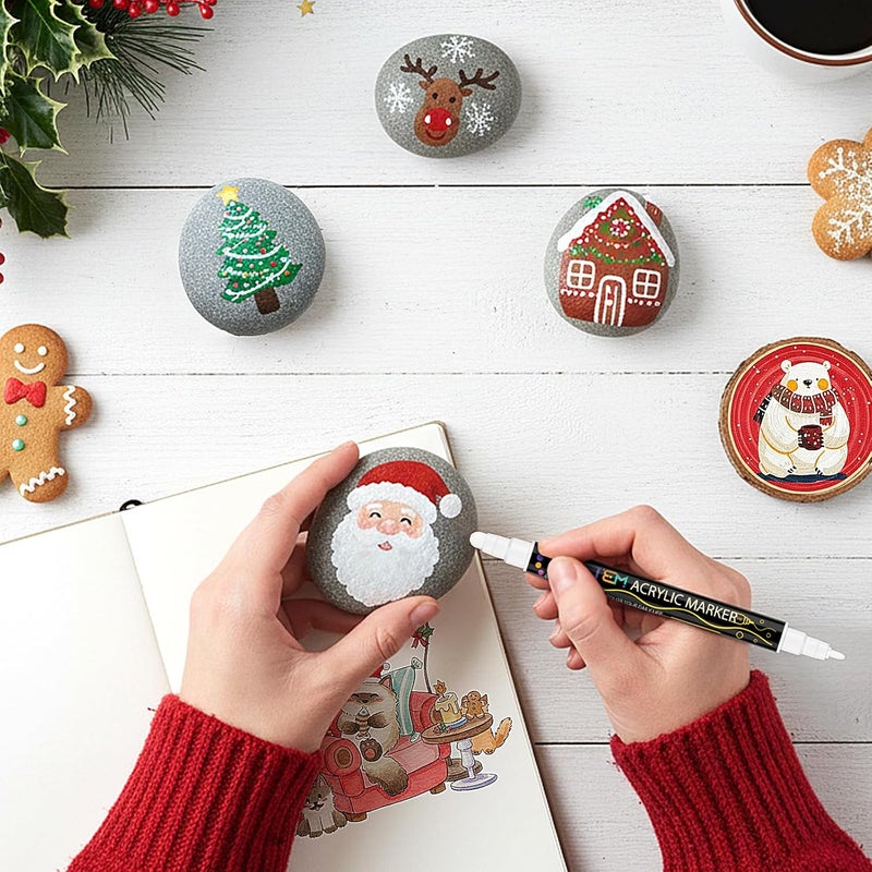 Betem أقلام طلاء أكريليك، مزدوجة الطرف 72 لون أقلام طلاء متميزة لأقلام أكريليك للخشب، القماش، القماش القطني، الحجر، رسم الصخور، الزجاج، الأسطح الخزفية، صناعة الحرف اليدوية مع حقيبة - Image 4